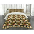 thumbnail image 3 of Ambesonne East Quilted Bedspread Set 3 Pcs, Japan Inspired Lotus Koi, Queen Size, Burnt Sienna Orange, 3 of 5