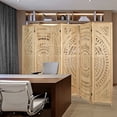 thumbnail image 6 of Fionafurn Panel Carved Wood Room Dividers 5.6FT Room Divider and Folding Privacy Screen Freestanding Wooden Screen Room Divider Room Separation for Bedroom Living Room Office Restaurant(Natural), 6 of 8