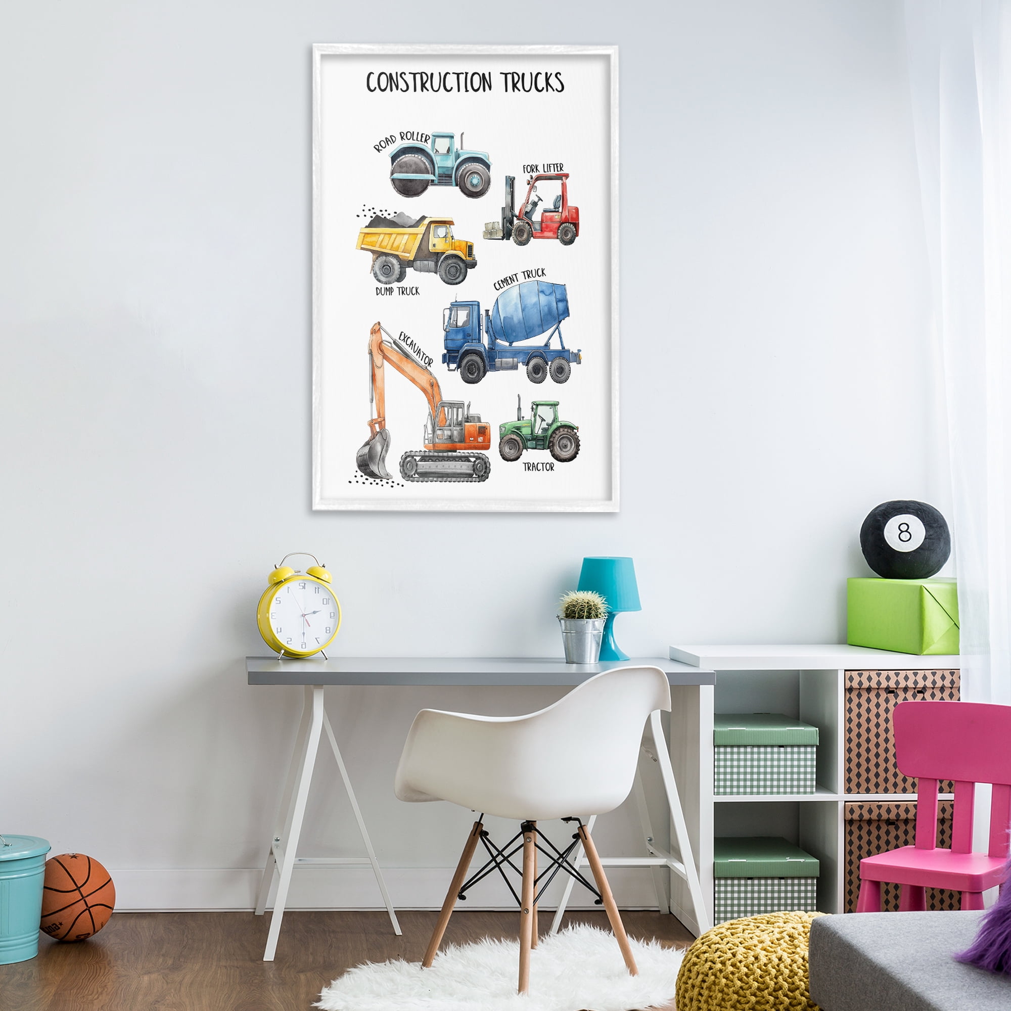 Stupell Industries Utility Trucks Construction White Framed Giclee Art, design by Christine Simpson Art