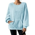 thumbnail image 3 of BLCHUNen Sweatshirts for Women Fleece Plush Fuzzy Long Sleeve Casual Crew Neck Pullover Winter Warm Tops with Pockets, 3 of 8