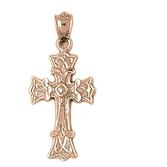 14K Rose Gold Cross Pendant - 29 mm