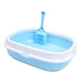 thumbnail image 1 of Bandeja de arena para gatos, orinal para gatos, contenedor de arena para gatos de interior, suministros para mascotas, reutilizable, fácil de limpiar, Azul claro, 1 of 8