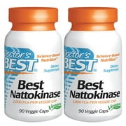 Doctor's Best Nattokinase 2,000 Fu, Non-GMO, Gluten Free, Vegan, Supports Cardiovascular and Circulatory Health, 90 Veggie Caps - 2 Packs