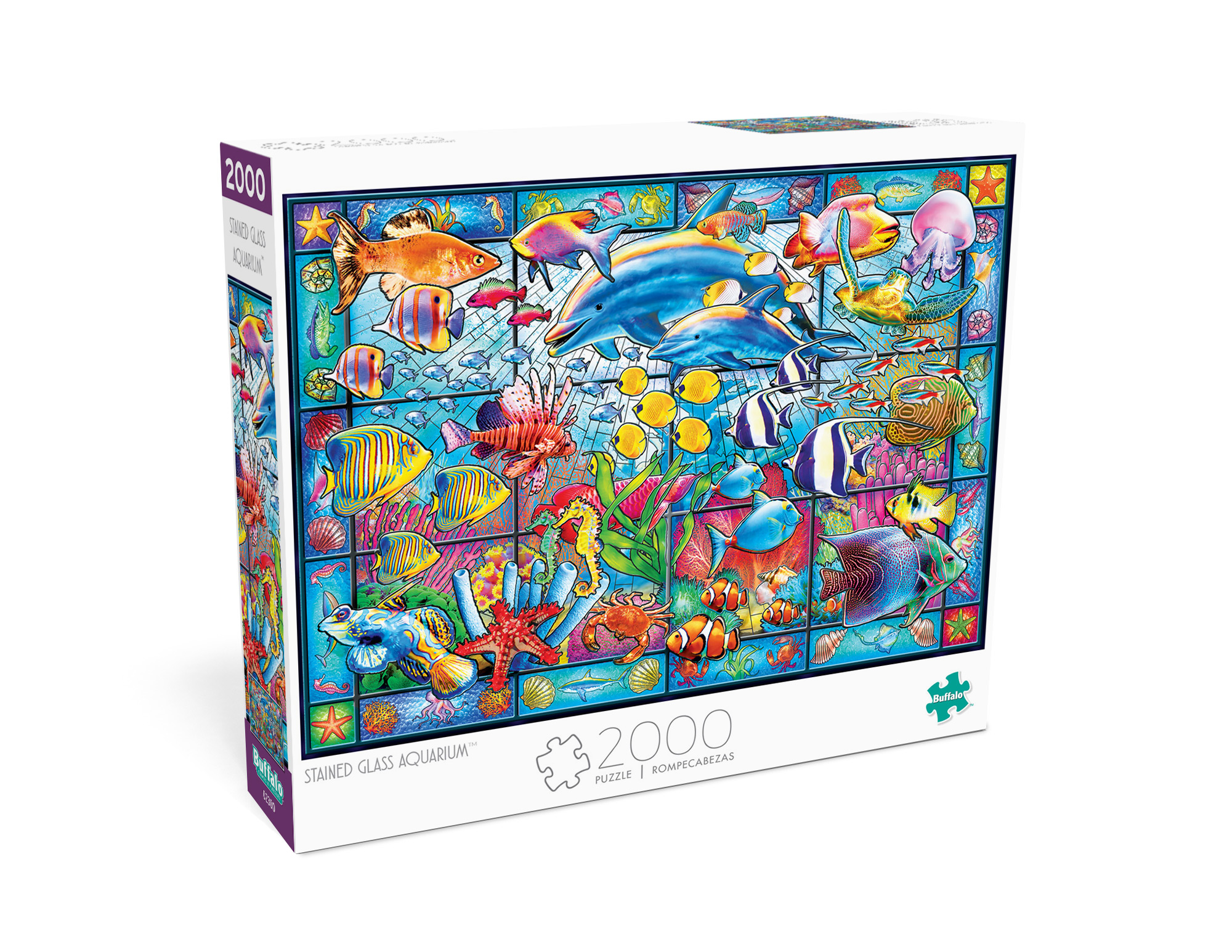 Buffalo Games 2000-Piece Collection Stained Glass Aquarium Interlocking Jigsaw Puzzle