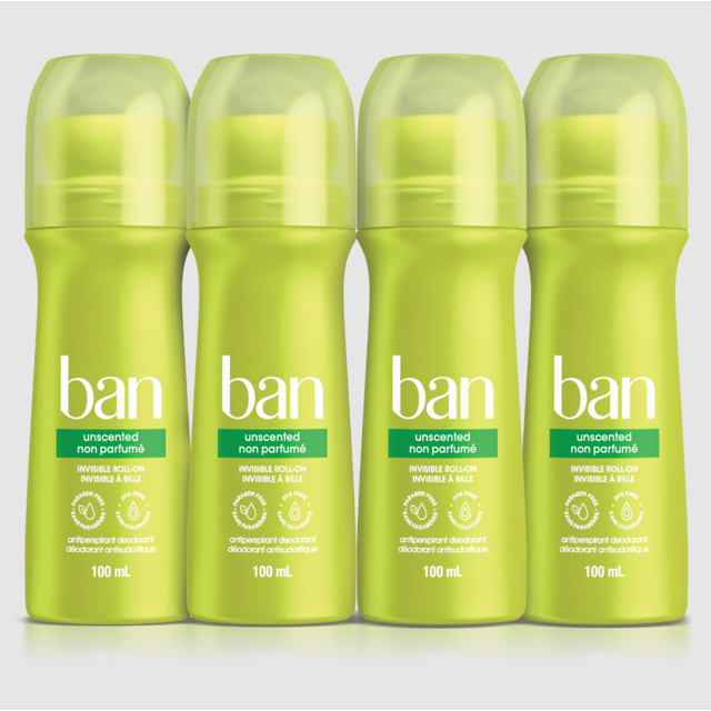 Ban Antisudorifique à bille – non parfumé (4 x 100 mL)