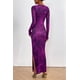 thumbnail image 2 of Vestido PRETTYGARDEN Maxi de Manga Larga con Estampado Floral y Fruncido Morado XL, 2 of 8