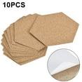 thumbnail image 3 of 100x85x1mm Hexagon Coasters Cork Cup Mat Pad Adhesive Backed Wood 10pcs, 3 of 12