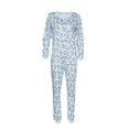 thumbnail image 3 of Seyurigaoka Women Cozy Pajamas Jumpsuit, Cartoon Long Sleeve Buttons O-Neck One-Piece Sleep Wear, 3 of 4