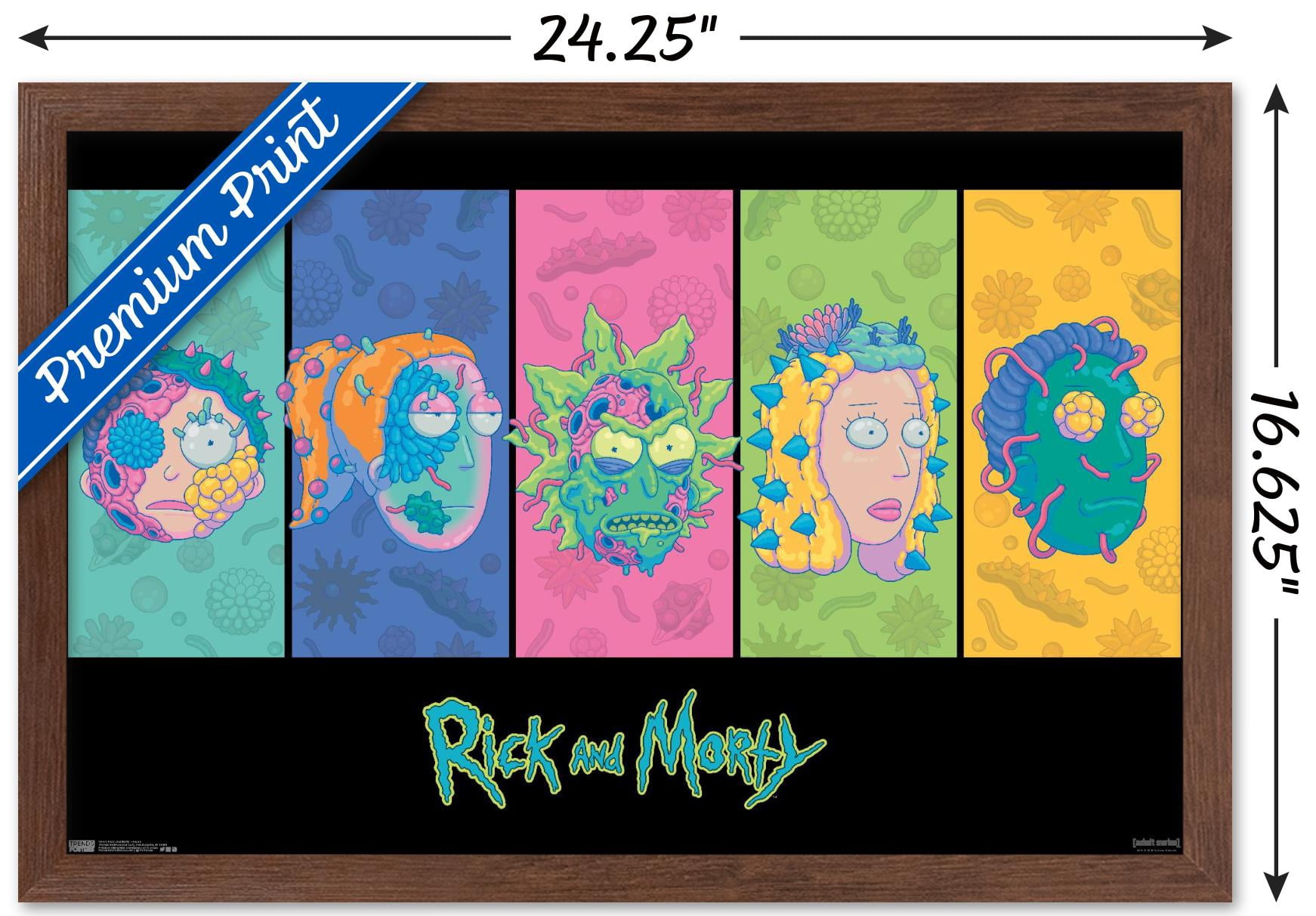 Rick And Morty - Faces Wall Poster, 14.725" x 22.375", Framed