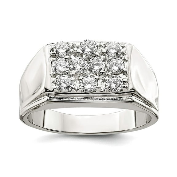 925 Sterling Silver Solid Polished Mens Cubic Zirconia Ring Size 9 3.6mm Wide Ring for Men
