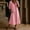 Pink, variant on Women's V Neck 3/4 Sleeve High Waist Gathered Pocket Loose Flowy Linen Midi Dress, Boho Beach Vacation Casual Home Lounge Swing Long Dresses