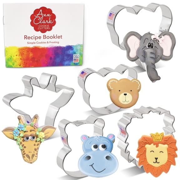 Ann Clark Zoo Faces Cookie Cutter Set, 5-Piece, Made in USA