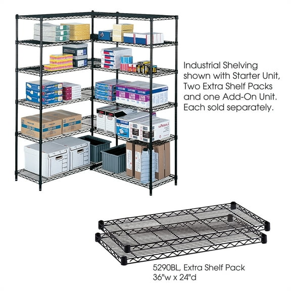 Safco 36"x24" Industrial Extra Shelf Pack in Black