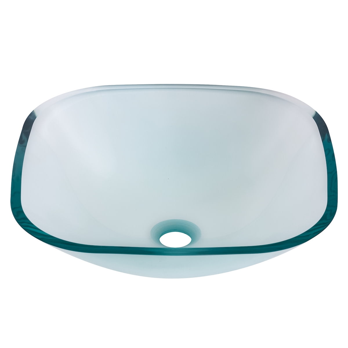 Miseno MNO-7108-PC Square 16-1/2" Glass Bathroom Sink; Polished Chrome Drain