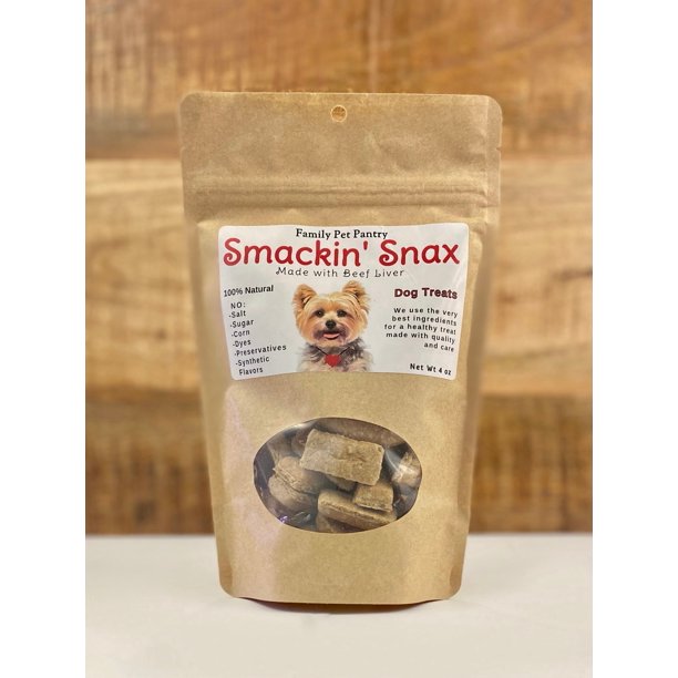 Smackin' Snax Beef Liver Dog Treats Rectangles 4oz Training Treats No