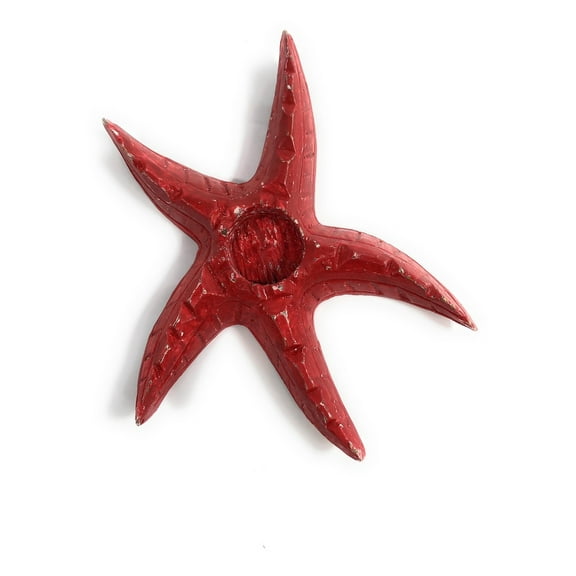 Starfish Candle Holder 9" - Rustic Coastal Red | #ata1801122r