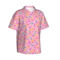 thumbnail image 2 of Easygdp Pink Donut Men's Hawaiian Shirts Print Lapel Short Sleeve for Beach, vacation, party, casual occasions - X-Large, 2 of 9