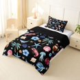 thumbnail image 2 of Manfei Pretty Floral Twin Comforter Sets,Cute Marine Life Bedding Set,Black,Black Reversible,2-Piece,1 Comforter and 1 Pillowcase, 2 of 8