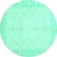 thumbnail image 1 of Ahgly Company Indoor Round Oriental Turquoise Blue Traditional Area Rugs, 7' Round, 1 of 4