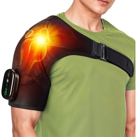 Shoulder Heating Pad Massage - 3 in 1 Cordless Electric Vibration Heated Brace Compression Wrap Massager - Warmer Device to Support Deep Tissue Relief Therapy Rotator Cuff Pain Frozen Arm