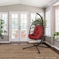 thumbnail image 3 of ARDEN Plush Indoor / Outdoor Egg Chair Cushion, 34 x 49, Water Repellent, Fade Resistant, Tufted for Comfort Ruby Red Leala, 3 of 9