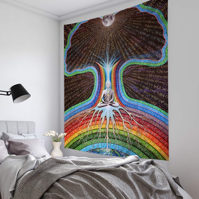Tapiz Bohemio PsicodéLico Con Mandala Hippie Indio Adecuado para Dormitorio Universitario Dormitorio Sala de Estar Manta de Hogar Playa()(150x100cm)