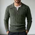 thumbnail image 2 of Zivyakyron Ribbed Men's Sweaters Thick Pullover Long Sleeve Cable Knit Sweater Fall Winter Slim Layered Look Collared Green 3XL, 2 of 8