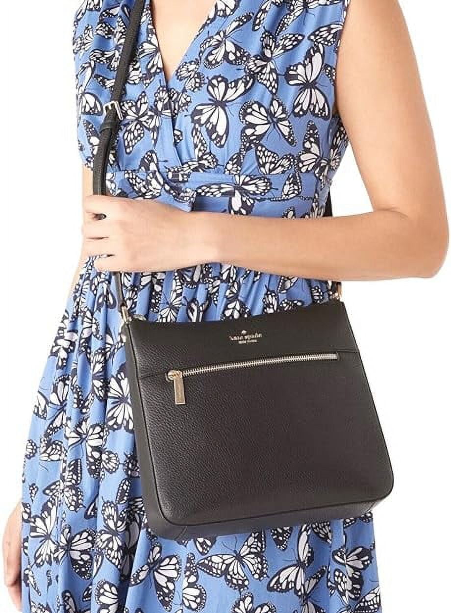 Kate Spade New York crossbody bag for women Leila top zip purse handbag for women, Black001, Medium