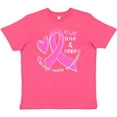 thumbnail image 3 of Inktastic Love, Care, Cure Breast Cancer Awareness Pink Ribbon Youth T-Shirt, 3 of 5