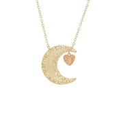 Brilliance Fine Jewelry 10K Yellow and Rose Gold Moon Heart Necklace,18"