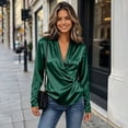 thumbnail image 5 of BUIGTTKLOP Womens Satin Tops Wrap V Neck Top Long Sleeve Shirts Dressy Casual Business Blouses Fall Outfits, 5 of 8