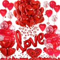 thumbnail image 1 of Set de globos, globos rojos en forma de corazón, decoración para fiestas, ideales para ocasiones como pedidas de mano, declaraciones de amor, salones de bodas y el Día de San Valentín., 1 of 4