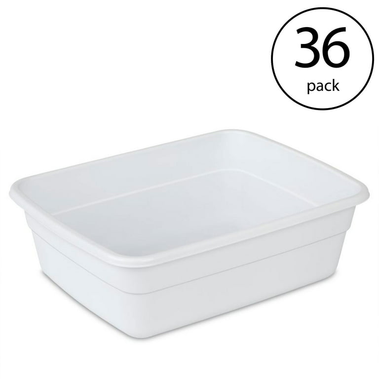 Sterilite Small Portable Rectangle Plastic 8 Qt Dish Pan, White (36 Pack)