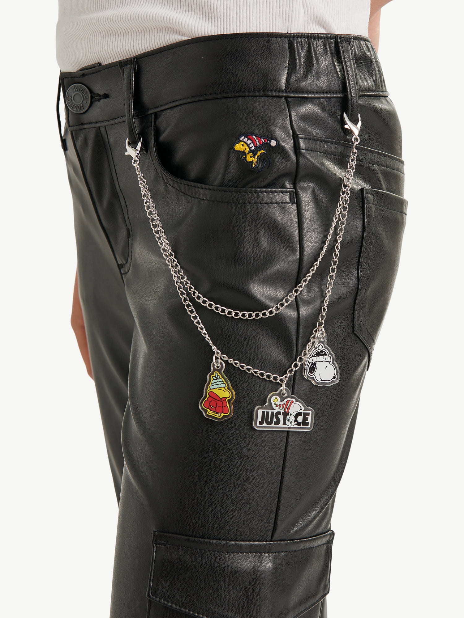 Justice x Snoopy Girls Pleather Flare Cargo, Sizes XS - XLP