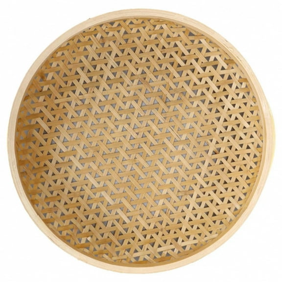 Large Size Bamboo Woven Basket Storage Tray Home Fruits Plate Dessert Snack Tray Serving Food Plate Portable Reusable Woven