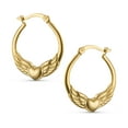 thumbnail image 2 of Bling Jewelry Womens Angel Wing Heart Hoop Huggie Earrings 14K Gold Plated, 2 of 5