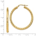 thumbnail image 4 of Primal Gold 14 Karat Yellow Gold Diamond-cut Round Hoop Earrings, 4 of 4