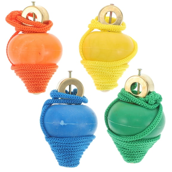 HEMOTON Wooden Gyroscope Toy for Kids with Pull String Interactive Fun and Retro Play Assorted Color 6pcs