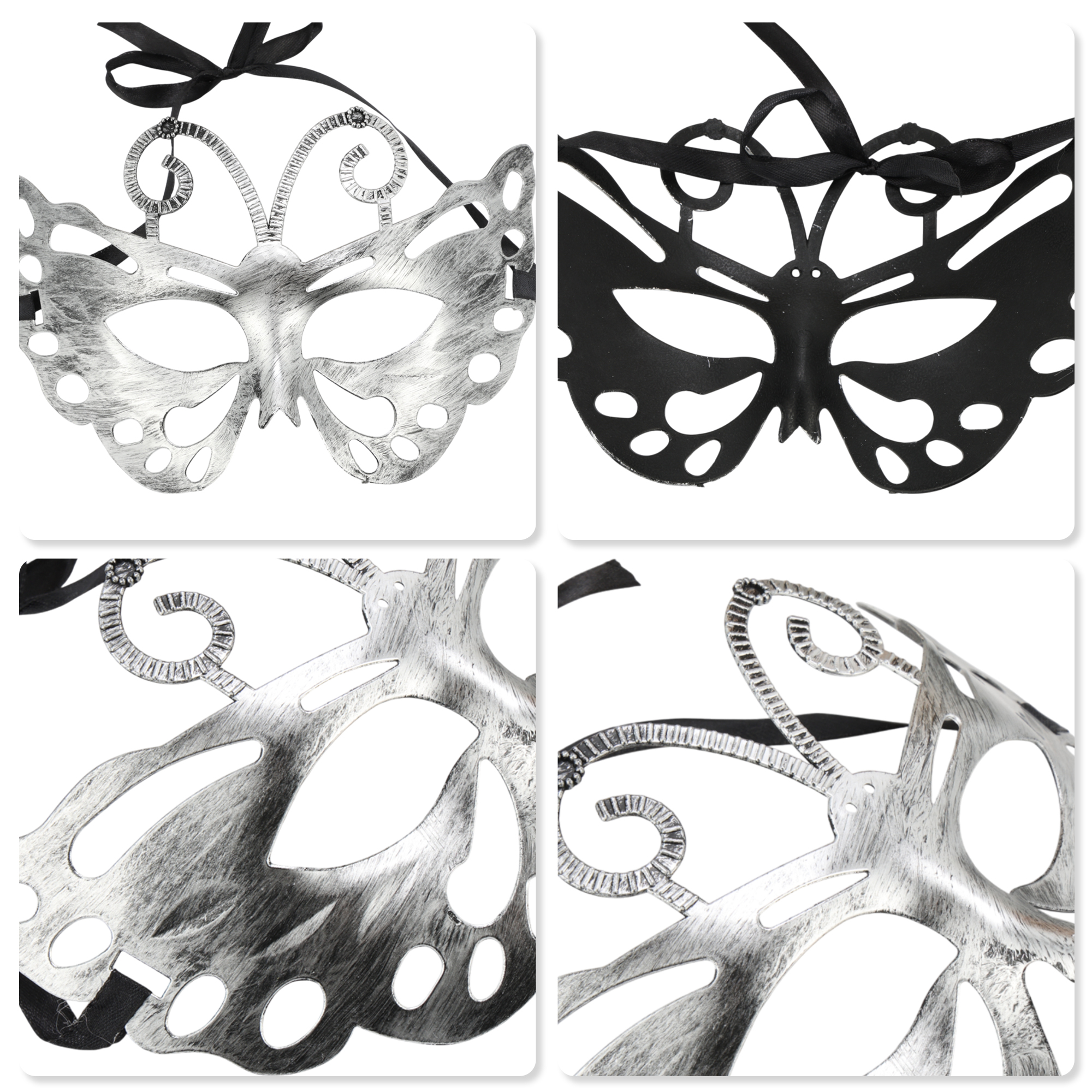Unique Bargains Elegant Half Face Party Mask 1 Pcs Silver Pattern 3