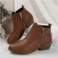 thumbnail image 6 of Ankle Boots for Women Chunky Low Heel Round Toe Side Zipper Booties Women's Trendy Casual Outdoor Comfortable Warm Fall Winter Shoes Brown 8.5, 6 of 8