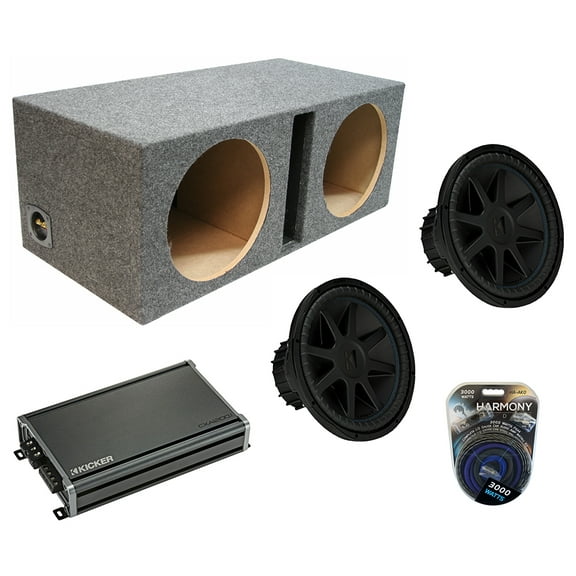 Kicker 44CVX152 CompVX Sub Dual 2 Ohm 15 Sub, 46CXA12001 2400W Amp & Sub Box