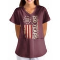thumbnail image 4 of AHMOMEI S-5XL Plus Size Women's 250th Anniversary Print Scrub Tops Women Stars Stripes Women's Nurse Uniform with Pocket Red XXL, 4 of 6