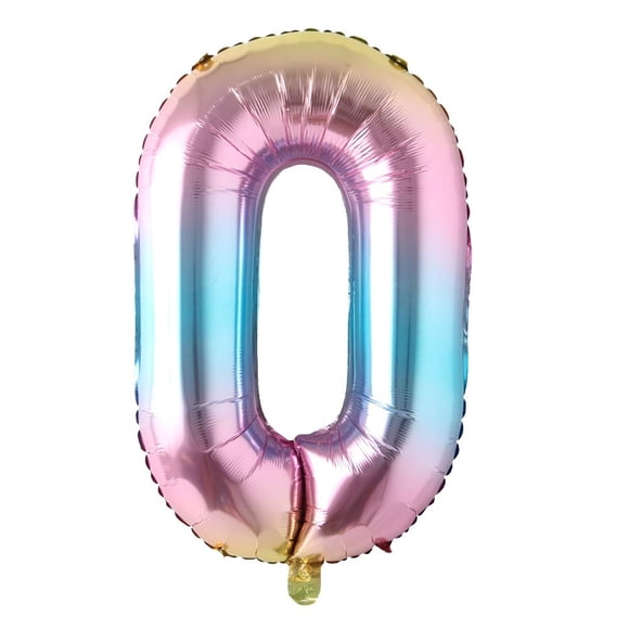 Balloon Ruinasi, número 0, diseño de arcoíris degradado, 1 m, decoración