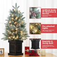 thumbnail image 6 of Historyli 3ft Christmas Tree,Artificial Christmas Tree with Vintage Potted Base,Flocked Snow 78 Warm White LED Lights Red Berries,Festival Decoration Xmas Holiday Decor for Home,Green 4, 6 of 7
