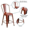 thumbnail image 2 of 24'' High Distressed Kelly Red Metal Indoor-Outdoor Counter Height Stool with Back, 2 of 9