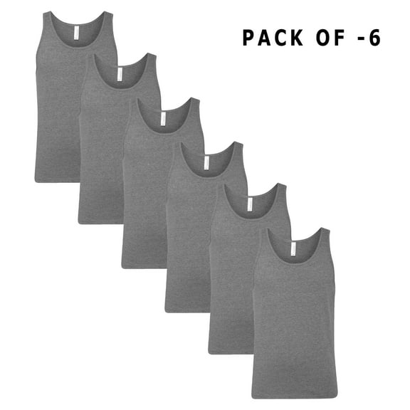 CROWN CRAZE Mens Tank Top Deep Heather CVC | Pre-shrunk 4.2oz Sleeveless Shirts, Retail fit Muscle Tank, Size XS Pack of 6