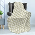 thumbnail image 4 of Art Deco Soft Flannel Fleece Throw Blanket, Splashed Ink Design Fish Scale Formed by Bicolour Dotted Lines, Cozy Plush for Indoor and Outdoor Use, 70" x 90", Pale Coffee White, by Ambesonne, 4 of 5