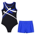 thumbnail image 3 of Alvivi Kids Girls Gymnastics Sleeveless Leotard with Booty Shorts Ballet Dance Unitard Activewear Blue 8, 3 of 5