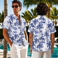 thumbnail image 7 of Psesaysky Blue Palm Tree Print Mens T-Shirts Summer Dress for Women Hawaiian Aloha Shirt Sleeveless Sundress Travel Matching Couples Luau Outfits Plus Size, 7 of 7