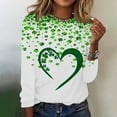 thumbnail image 2 of Feancey 90% Off Clearance Sale Womens Long Sleeve T Shirts Graphic St. Patrick's Day Heart Clover Print Plus Size Tops Holiday Casual Loose Blouse Comfy Crewneck Pullover Tees Green L, 2 of 6